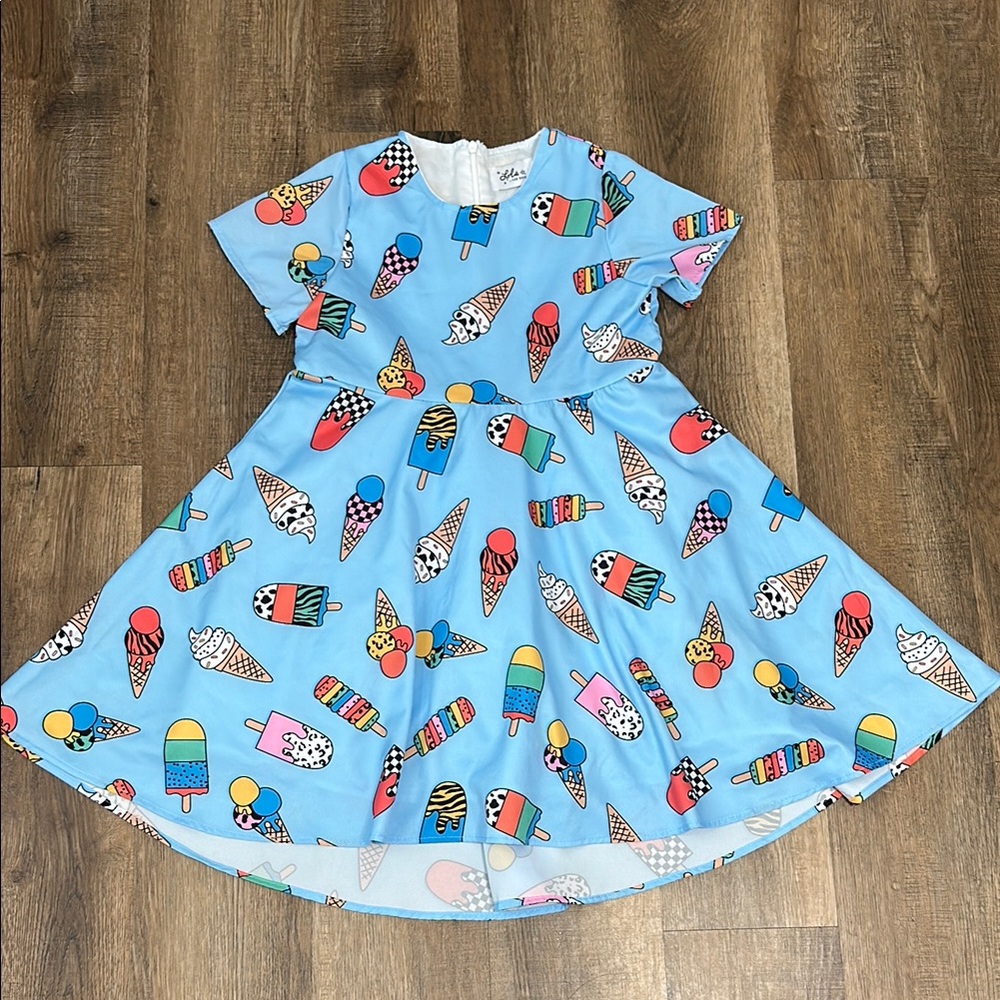 Lola +The Boys,Colorful Ice Cream Print Kids Dress